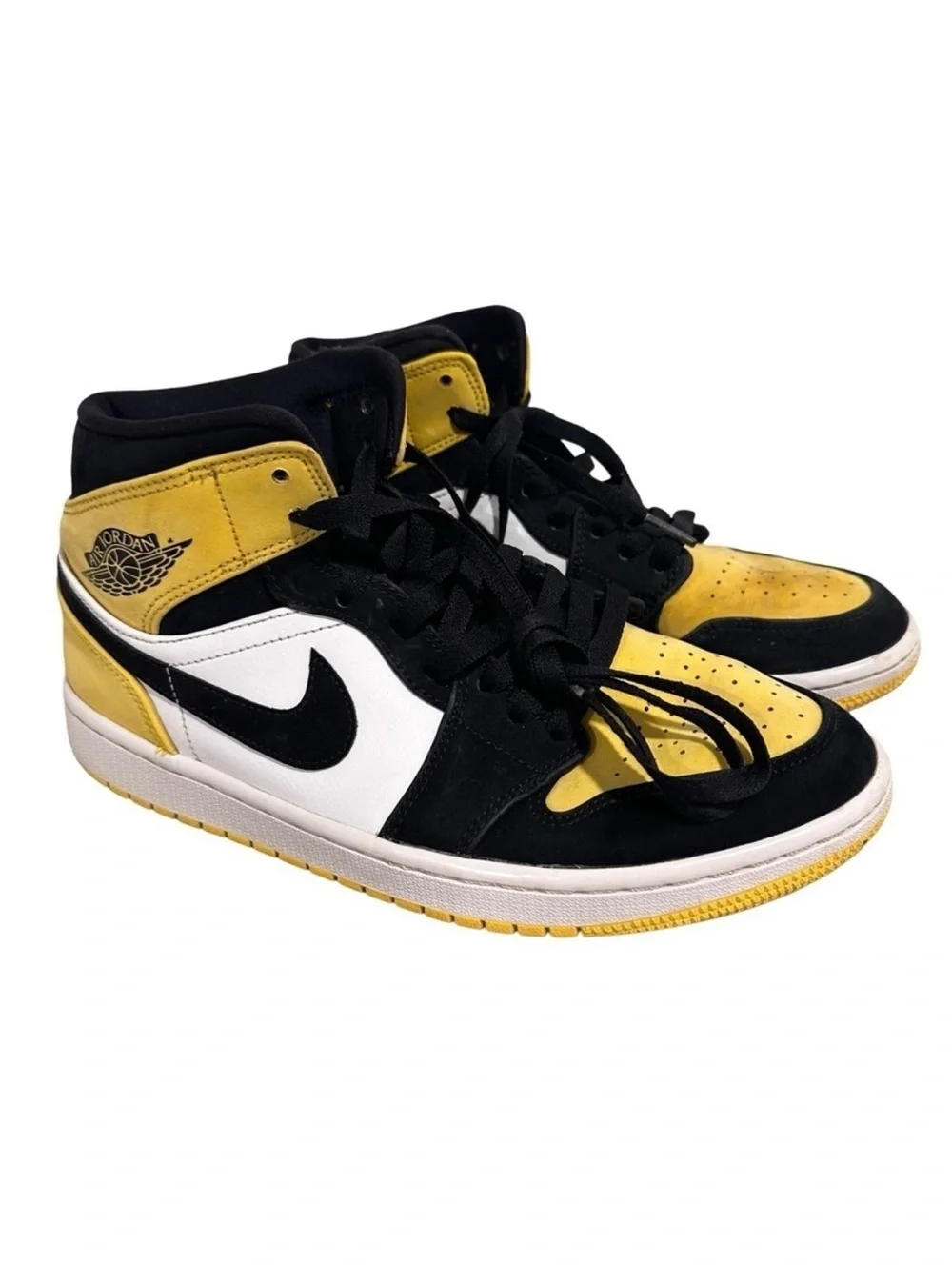 Air Jordan 1 Mid SE Yellow Toe Black Sneakers Retro Special Edition- Size US 8.5